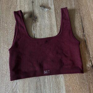 SET Active Burgundy Ribbed Sports Bra Size S